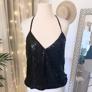 ❗️SOLD❗️ Nordstrom Parker Black Sequin Halter